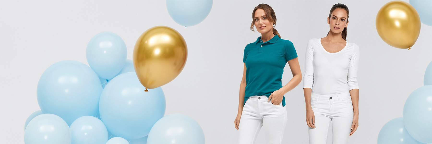 weiße Jeans mit Luftballons